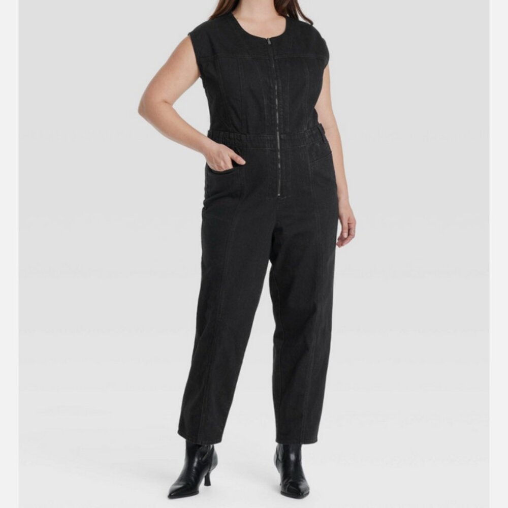 Women's Tailored Denim Jumpsuit - Universal Thread Black 16